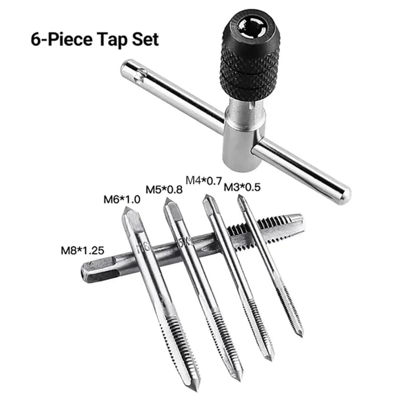 M3/M4/M5/M6/M8 Gewindebohrer-Satz mit Spiralbohrern und Schraubenschlüssel, T-Typ Maschinenhandgewindebohrer Reibahle Handbohrer Schraube Werkzeug Bohrer