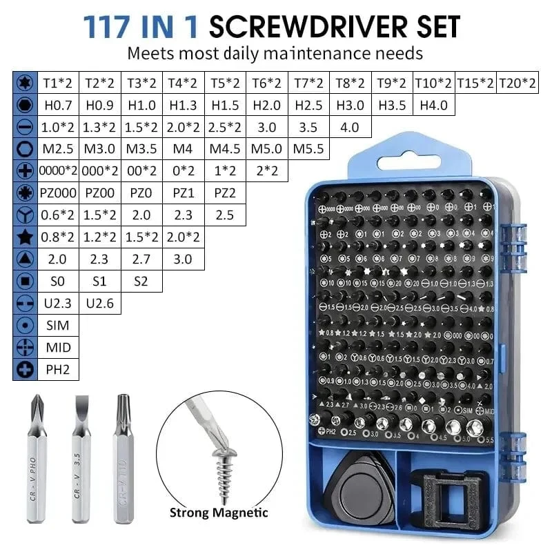 115 in 1 Multifunktionaler magnetischer Präzisionsschraubendreher-Satz Computer-PC Handy-Ausrüstung Reparatur Schraubendreher-Set Handwerkzeuge