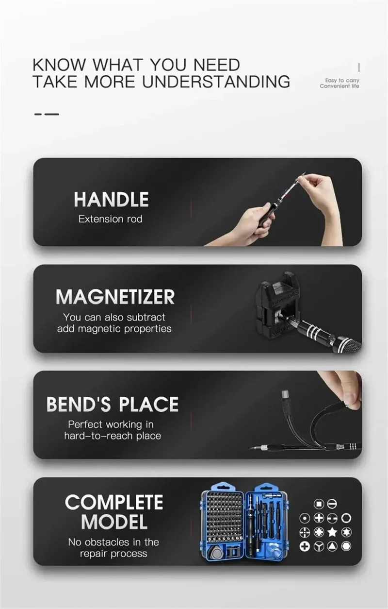115 in 1 Multifunktionaler magnetischer Präzisionsschraubendreher-Satz Computer-PC Handy-Ausrüstung Reparatur Schraubendreher-Set Handwerkzeuge
