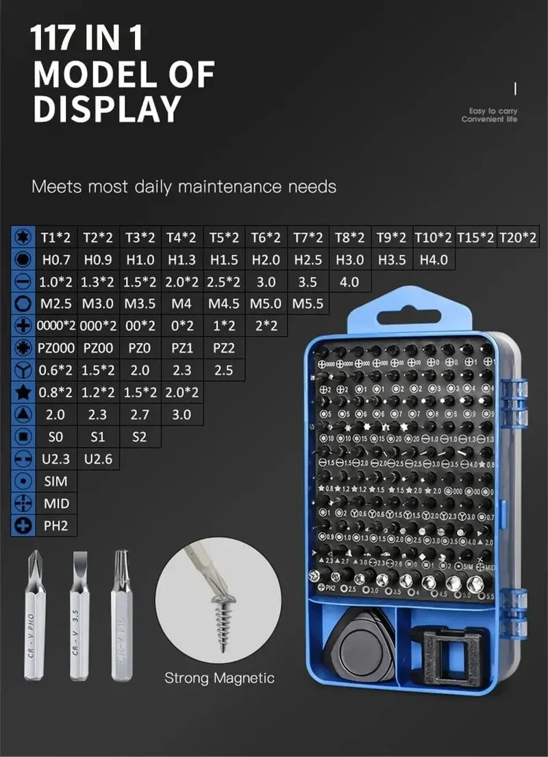 115 in 1 Multifunktionaler magnetischer Präzisionsschraubendreher-Satz Computer-PC Handy-Ausrüstung Reparatur Schraubendreher-Set Handwerkzeuge