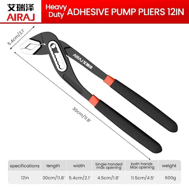 AIRAJ 8/10/12 Zoll Wasserpumpenzange Schnellspanner Sanitärzange Kombinationszange Klempner Handwerkzeuge