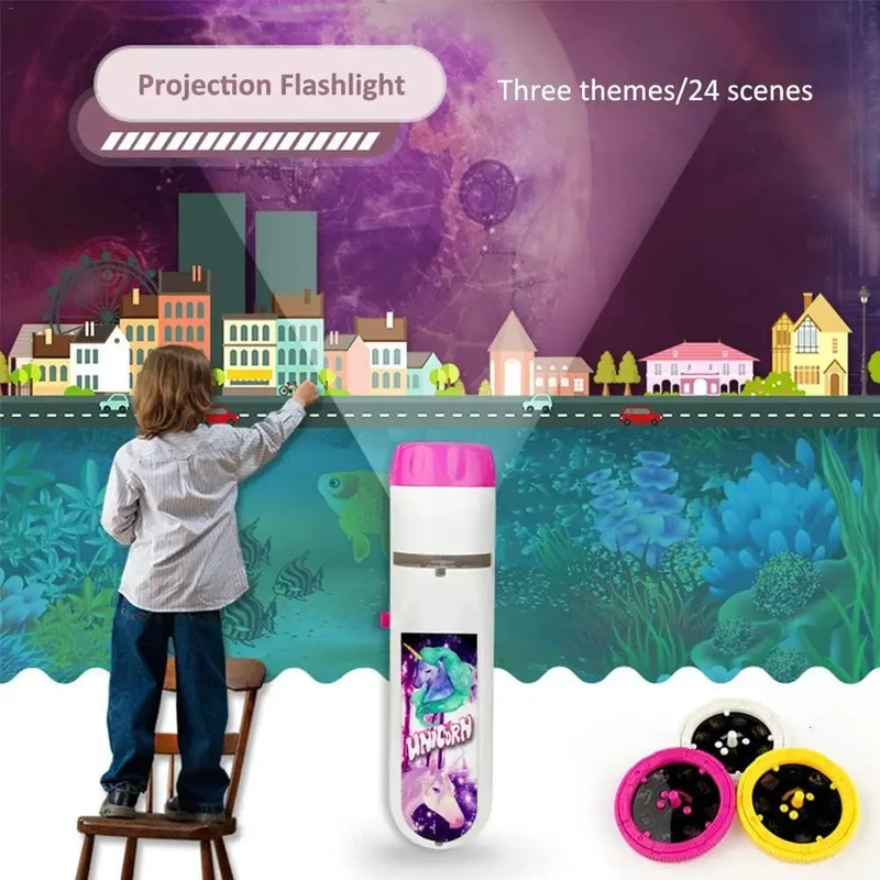 Projektions-Taschenlampe, Kinderprojektorlicht, süßes Cartoon-Spielzeug, Nachtfoto, Bildlicht, Schlafenszeit, Lernspaßspielzeug