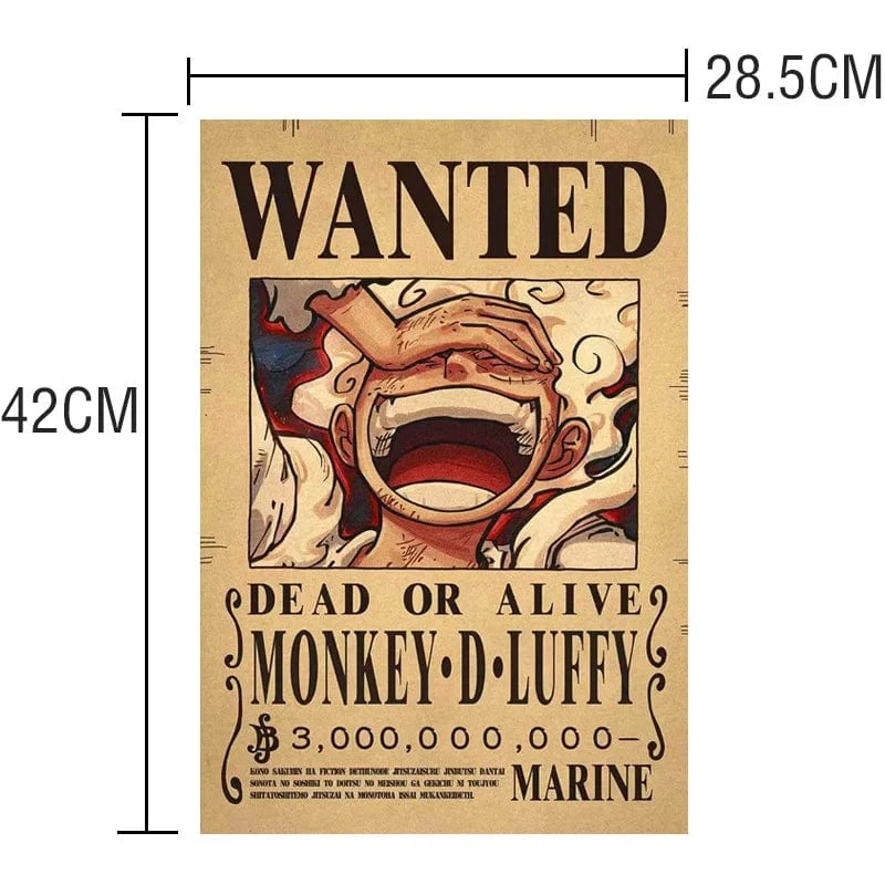 10 STÜCKE Anime Luffy Strohhut-piraten One Piece Steckbrief Aufkleber Vintage Malerei Kind Bett Zimmer Wand Schmücken Erwachsene Spielzeug Geschenk
