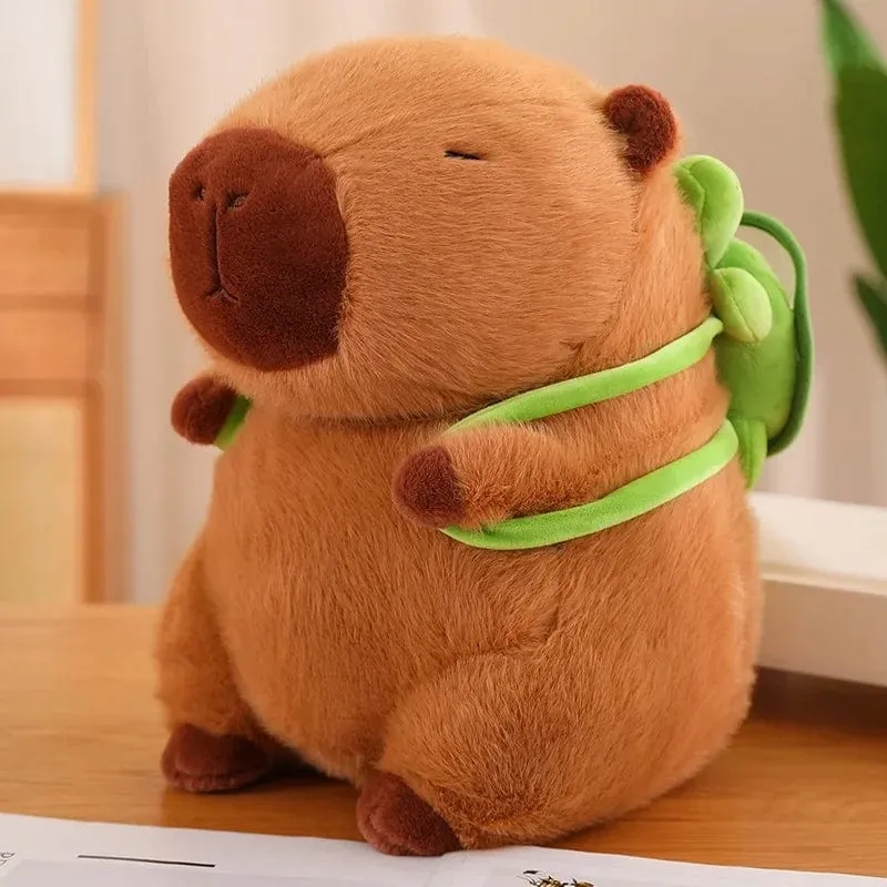 Erdbeerhut Capybara Plüschtier Simulation Schildkröte Rucksack Capibara Kuscheltiere Papa Hand Kreis Ring Kleiner Anhänger