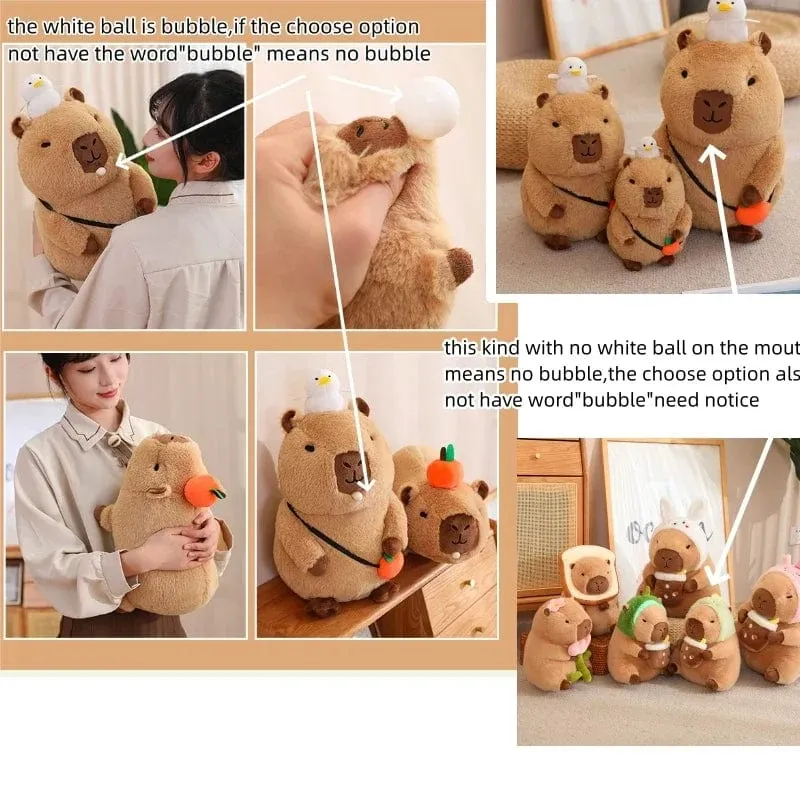 Erdbeerhut Capybara Plüschtier Simulation Schildkröte Rucksack Capibara Kuscheltiere Papa Hand Kreis Ring Kleiner Anhänger