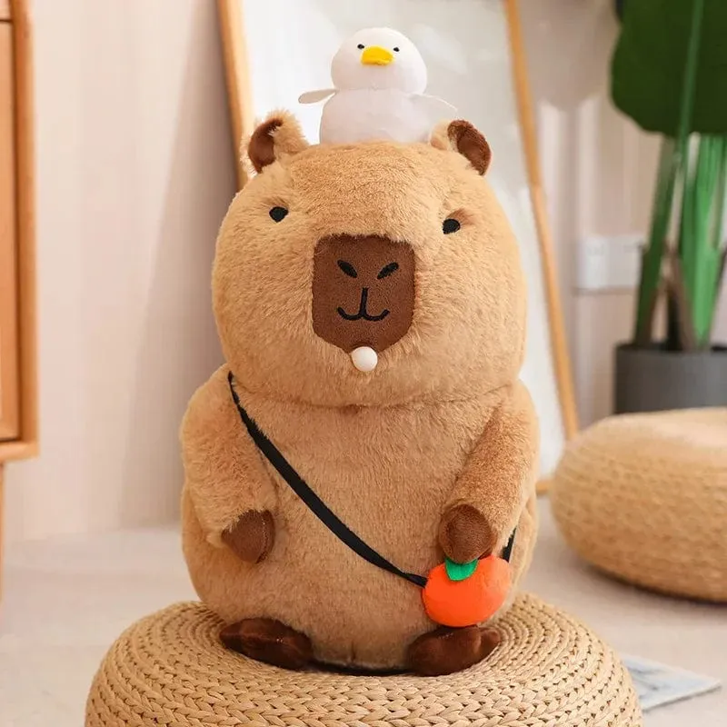 Erdbeerhut Capybara Plüschtier Simulation Schildkröte Rucksack Capibara Kuscheltiere Papa Hand Kreis Ring Kleiner Anhänger