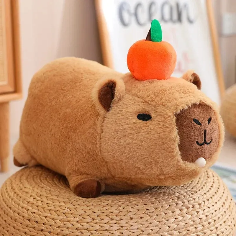 Erdbeerhut Capybara Plüschtier Simulation Schildkröte Rucksack Capibara Kuscheltiere Papa Hand Kreis Ring Kleiner Anhänger