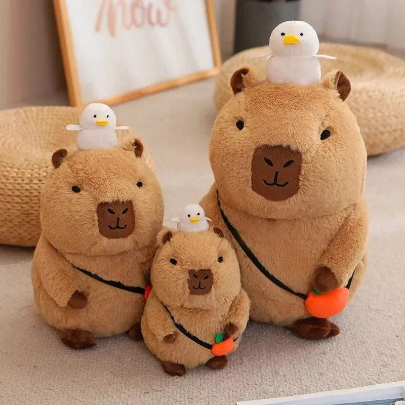 Erdbeerhut Capybara Plüschtier Simulation Schildkröte Rucksack Capibara Kuscheltiere Papa Hand Kreis Ring Kleiner Anhänger