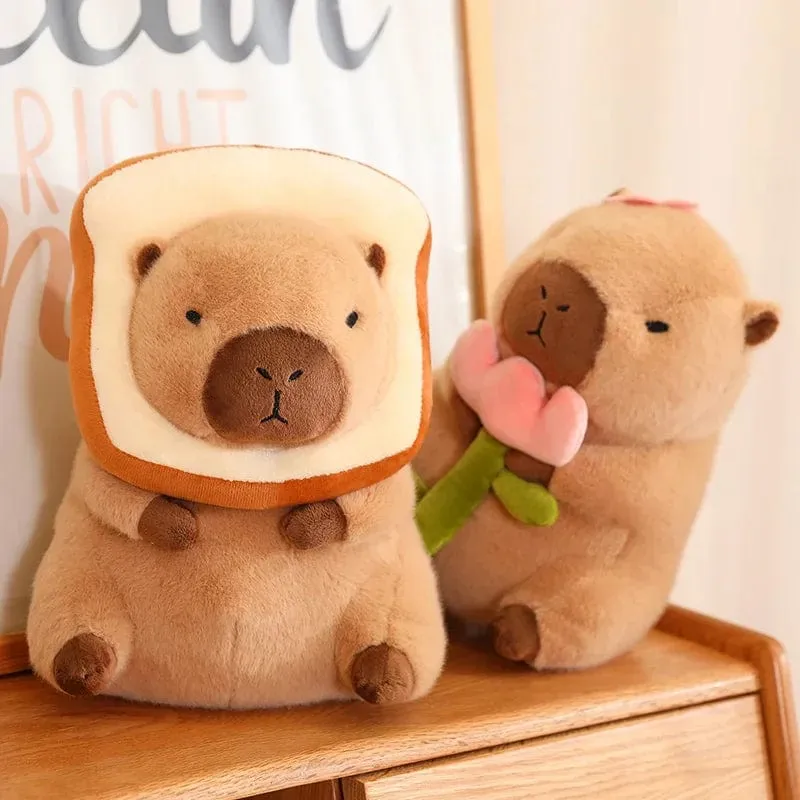 Erdbeerhut Capybara Plüschtier Simulation Schildkröte Rucksack Capibara Kuscheltiere Papa Hand Kreis Ring Kleiner Anhänger