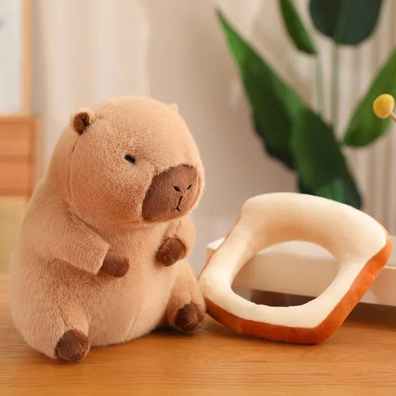 Erdbeerhut Capybara Plüschtier Simulation Schildkröte Rucksack Capibara Kuscheltiere Papa Hand Kreis Ring Kleiner Anhänger