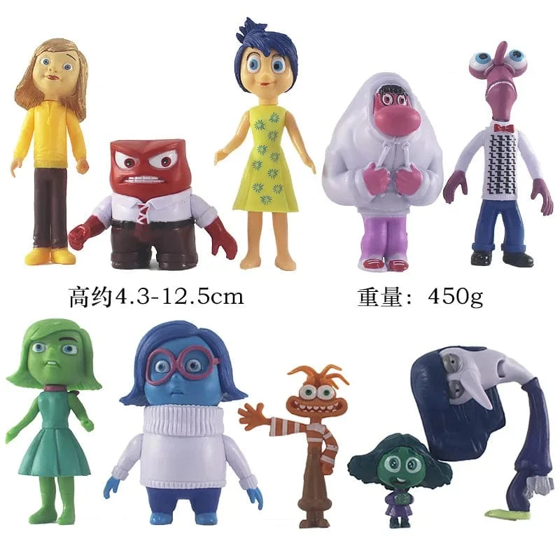 10 teile/satz Inside Out 2 Action Figur Spielzeug Cartoon Film Freude Angst Wut Traurigkeit Ekel Angst Modell Puppe Figuren Kinder Geschenk