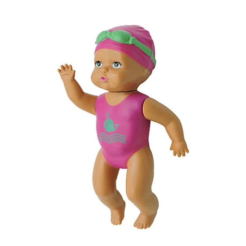 1 stücke 6 Zoll Mini Schwimmpuppe Kinder Badezimmer Badespielzeug Baby Badewanne Spielzeug an der Kette automatisches Schwimmen Kleine Puppe