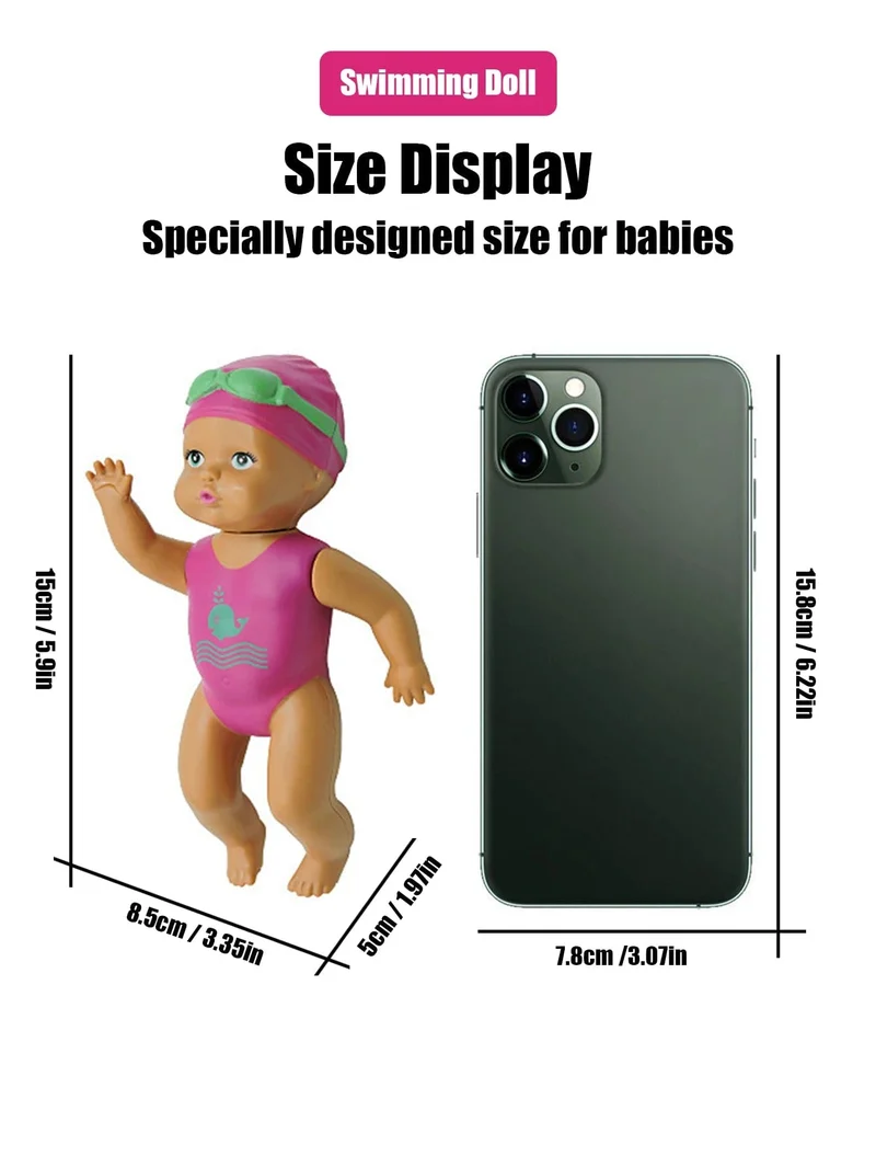 1 stücke 6 Zoll Mini Schwimmpuppe Kinder Badezimmer Badespielzeug Baby Badewanne Spielzeug an der Kette automatisches Schwimmen Kleine Puppe