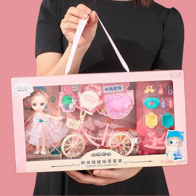 Spielzeuge BJD Puppe für Mädchen Geschenke Prinzessin Tasche Tierhandlung Fahrradgelenk Bewegliches Komplettset DIY Spielzeug Kinderspielzeug Geburtstag Weihnachten