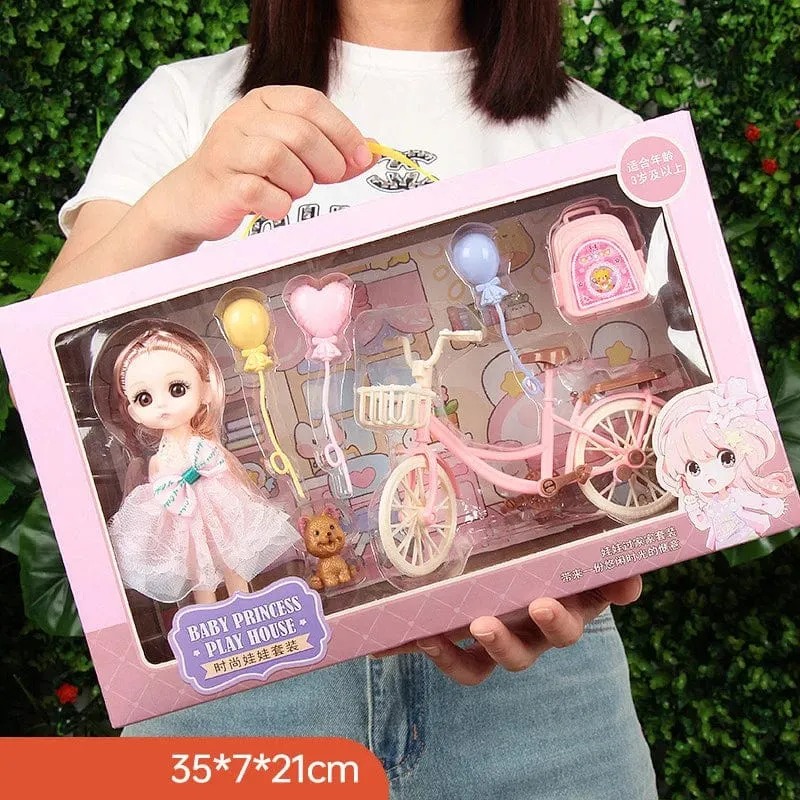 Spielzeuge BJD Puppe für Mädchen Geschenke Prinzessin Tasche Tierhandlung Fahrradgelenk Bewegliches Komplettset DIY Spielzeug Kinderspielzeug Geburtstag Weihnachten