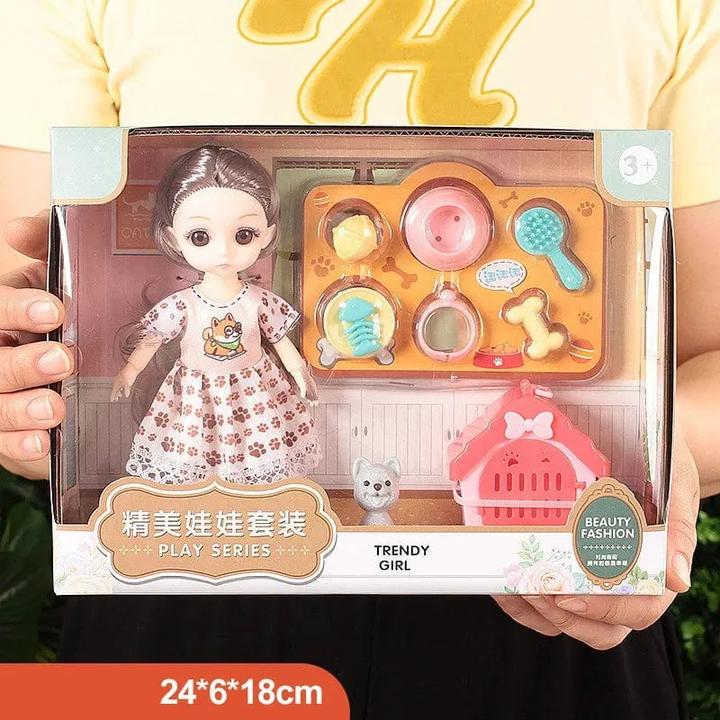 Spielzeuge BJD Puppe für Mädchen Geschenke Prinzessin Tasche Tierhandlung Fahrradgelenk Bewegliches Komplettset DIY Spielzeug Kinderspielzeug Geburtstag Weihnachten