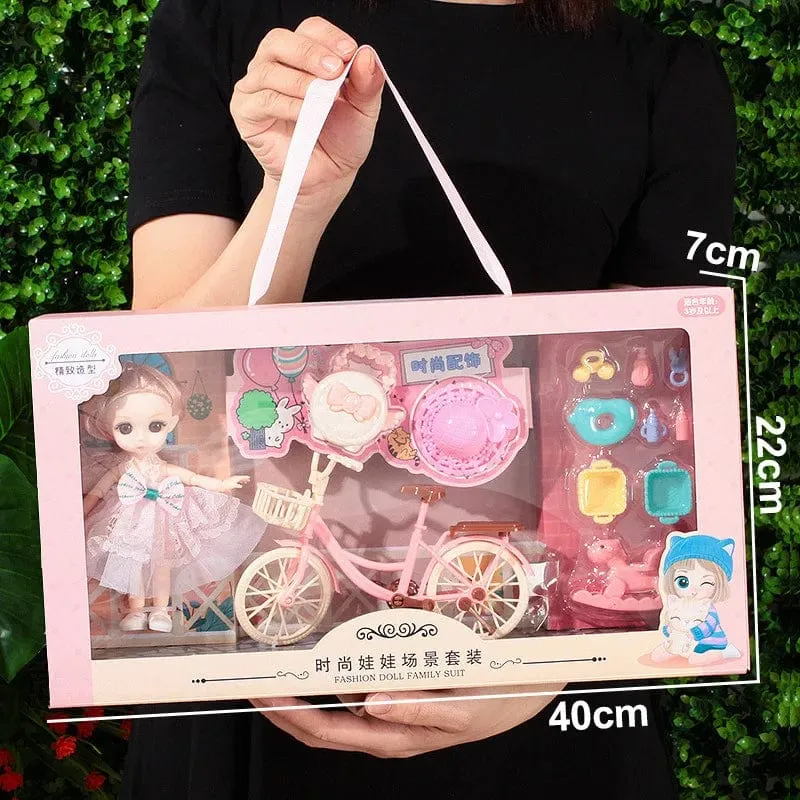 Spielzeuge BJD Puppe für Mädchen Geschenke Prinzessin Tasche Tierhandlung Fahrradgelenk Bewegliches Komplettset DIY Spielzeug Kinderspielzeug Geburtstag Weihnachten