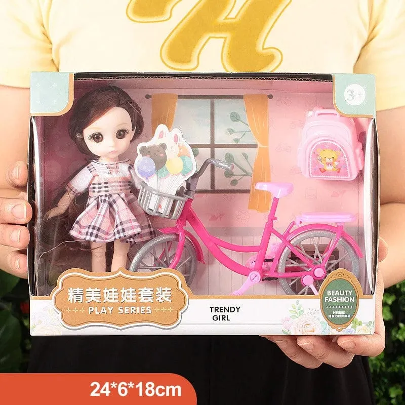 Spielzeuge BJD Puppe für Mädchen Geschenke Prinzessin Tasche Tierhandlung Fahrradgelenk Bewegliches Komplettset DIY Spielzeug Kinderspielzeug Geburtstag Weihnachten
