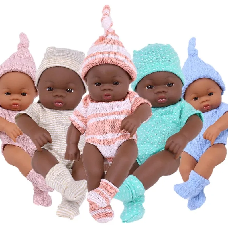Schwarze Reborn-Puppen, afrikanische Reborn-Baby-Puppe, 20 cm, Puppen, Baby-Reborn-Baby-Puppe, Spielzeug, weicher Touch, hochwertige Puppe für Kinderspielzeug