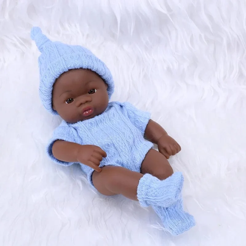 Schwarze Reborn-Puppen, afrikanische Reborn-Baby-Puppe, 20 cm, Puppen, Baby-Reborn-Baby-Puppe, Spielzeug, weicher Touch, hochwertige Puppe für Kinderspielzeug
