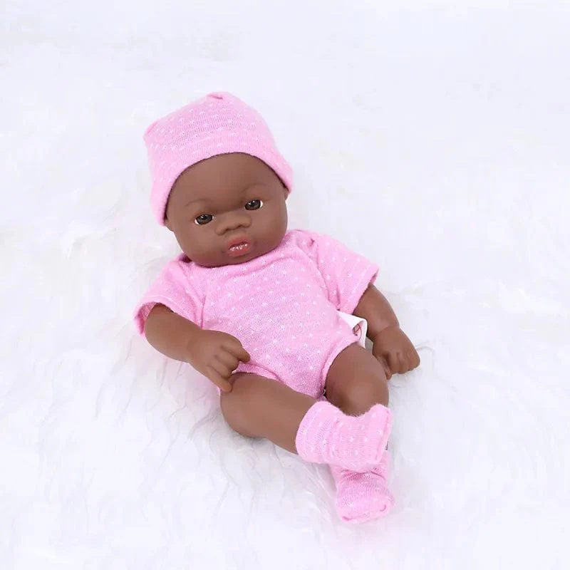 Schwarze Reborn-Puppen, afrikanische Reborn-Baby-Puppe, 20 cm, Puppen, Baby-Reborn-Baby-Puppe, Spielzeug, weicher Touch, hochwertige Puppe für Kinderspielzeug