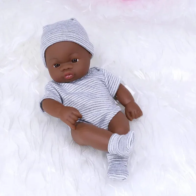 Schwarze Reborn-Puppen, afrikanische Reborn-Baby-Puppe, 20 cm, Puppen, Baby-Reborn-Baby-Puppe, Spielzeug, weicher Touch, hochwertige Puppe für Kinderspielzeug
