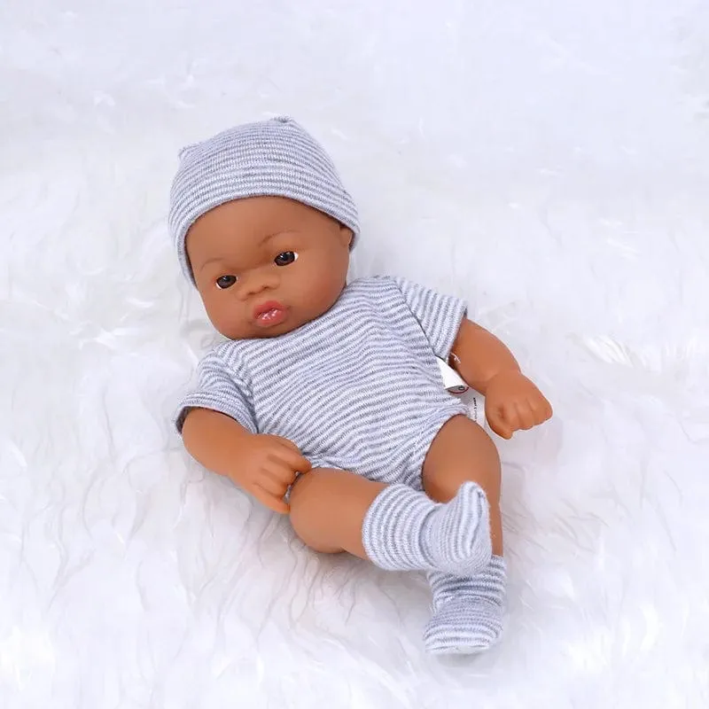 Schwarze Reborn-Puppen, afrikanische Reborn-Baby-Puppe, 20 cm, Puppen, Baby-Reborn-Baby-Puppe, Spielzeug, weicher Touch, hochwertige Puppe für Kinderspielzeug