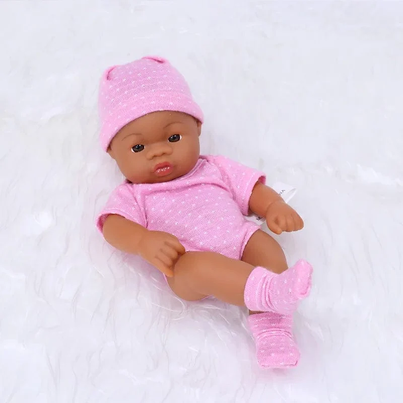 Schwarze Reborn-Puppen, afrikanische Reborn-Baby-Puppe, 20 cm, Puppen, Baby-Reborn-Baby-Puppe, Spielzeug, weicher Touch, hochwertige Puppe für Kinderspielzeug