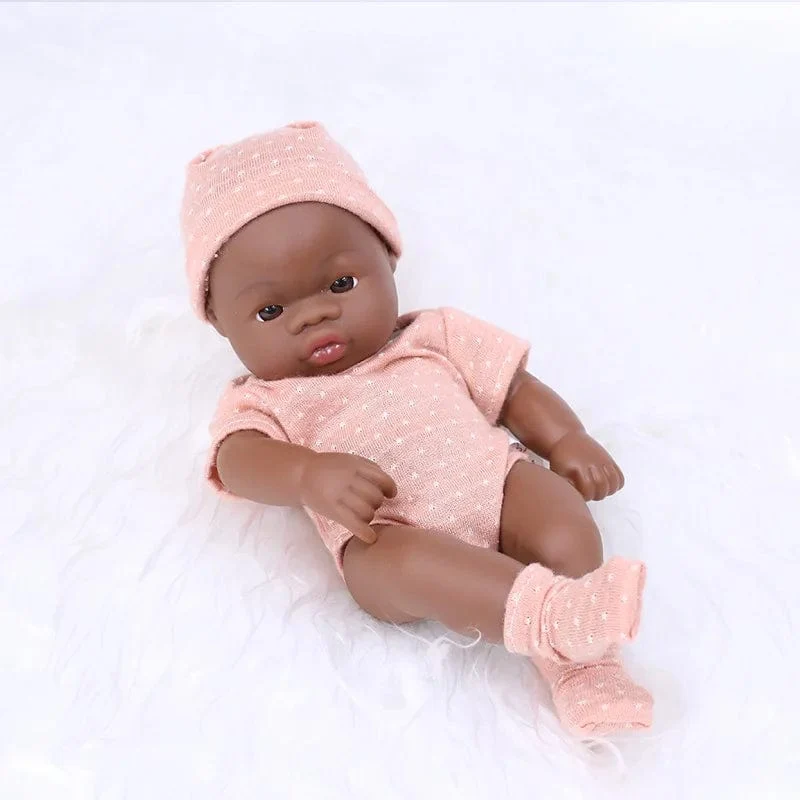 Schwarze Reborn-Puppen, afrikanische Reborn-Baby-Puppe, 20 cm, Puppen, Baby-Reborn-Baby-Puppe, Spielzeug, weicher Touch, hochwertige Puppe für Kinderspielzeug