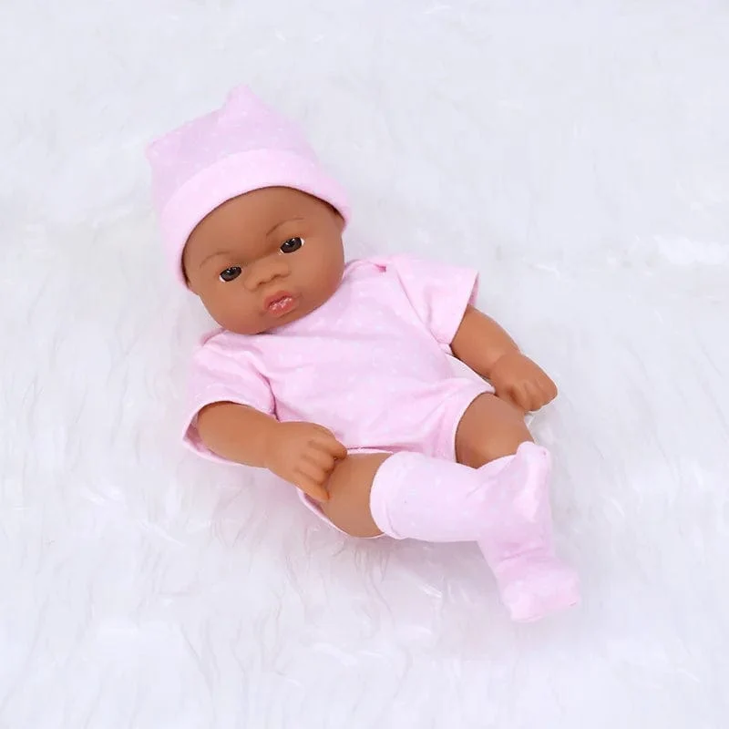 Schwarze Reborn-Puppen, afrikanische Reborn-Baby-Puppe, 20 cm, Puppen, Baby-Reborn-Baby-Puppe, Spielzeug, weicher Touch, hochwertige Puppe für Kinderspielzeug