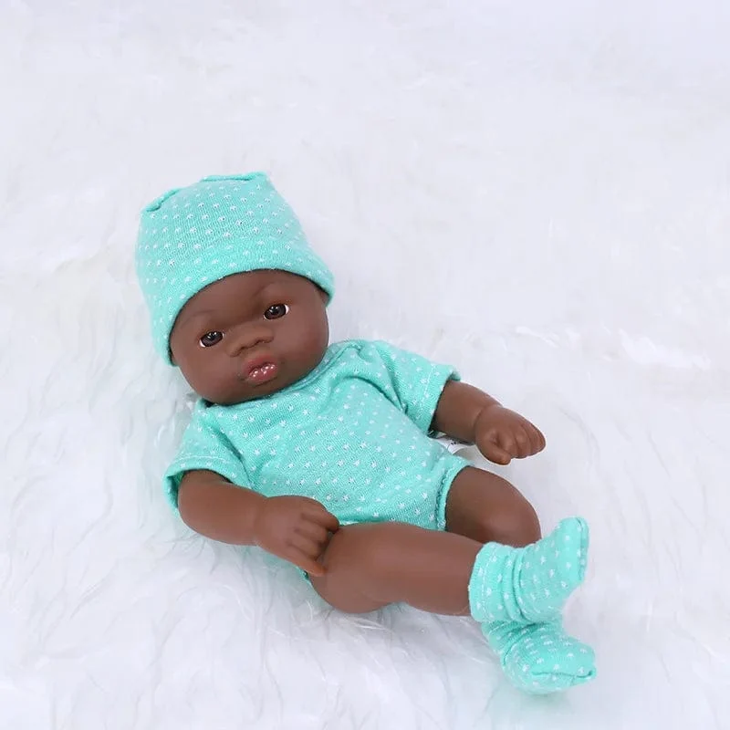 Schwarze Reborn-Puppen, afrikanische Reborn-Baby-Puppe, 20 cm, Puppen, Baby-Reborn-Baby-Puppe, Spielzeug, weicher Touch, hochwertige Puppe für Kinderspielzeug