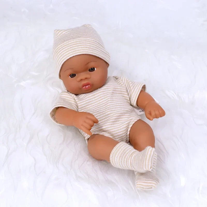 Schwarze Reborn-Puppen, afrikanische Reborn-Baby-Puppe, 20 cm, Puppen, Baby-Reborn-Baby-Puppe, Spielzeug, weicher Touch, hochwertige Puppe für Kinderspielzeug