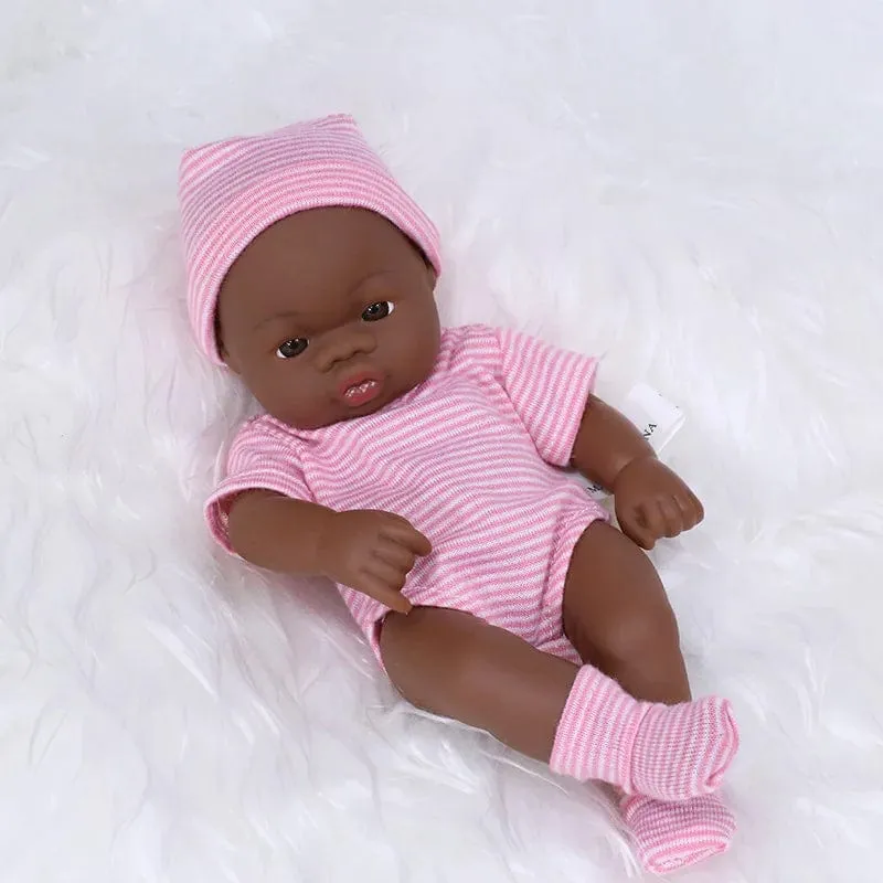 Schwarze Reborn-Puppen, afrikanische Reborn-Baby-Puppe, 20 cm, Puppen, Baby-Reborn-Baby-Puppe, Spielzeug, weicher Touch, hochwertige Puppe für Kinderspielzeug