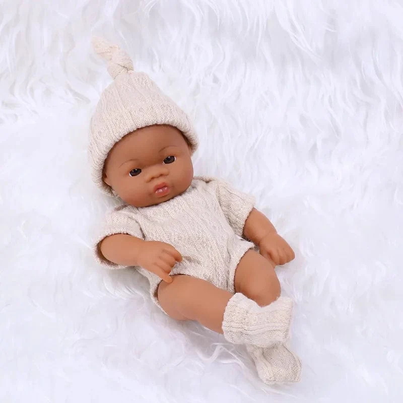 Schwarze Reborn-Puppen, afrikanische Reborn-Baby-Puppe, 20 cm, Puppen, Baby-Reborn-Baby-Puppe, Spielzeug, weicher Touch, hochwertige Puppe für Kinderspielzeug