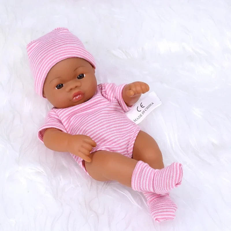 Schwarze Reborn-Puppen, afrikanische Reborn-Baby-Puppe, 20 cm, Puppen, Baby-Reborn-Baby-Puppe, Spielzeug, weicher Touch, hochwertige Puppe für Kinderspielzeug