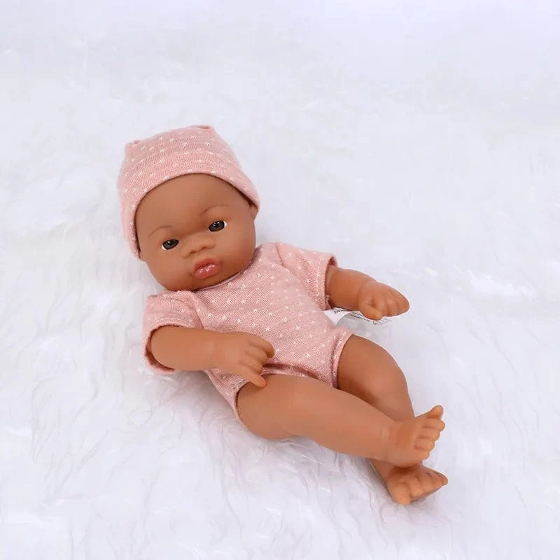 Schwarze Reborn-Puppen, afrikanische Reborn-Baby-Puppe, 20 cm, Puppen, Baby-Reborn-Baby-Puppe, Spielzeug, weicher Touch, hochwertige Puppe für Kinderspielzeug