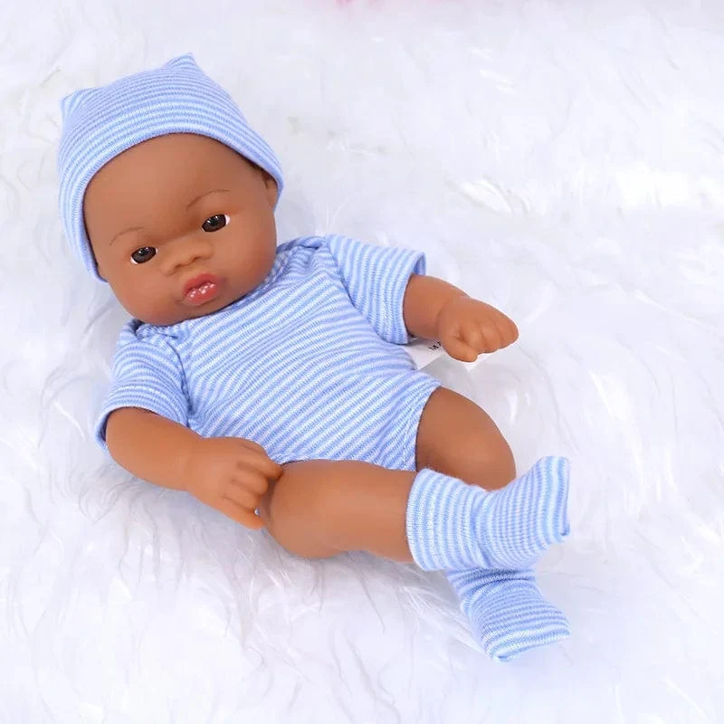 Schwarze Reborn-Puppen, afrikanische Reborn-Baby-Puppe, 20 cm, Puppen, Baby-Reborn-Baby-Puppe, Spielzeug, weicher Touch, hochwertige Puppe für Kinderspielzeug