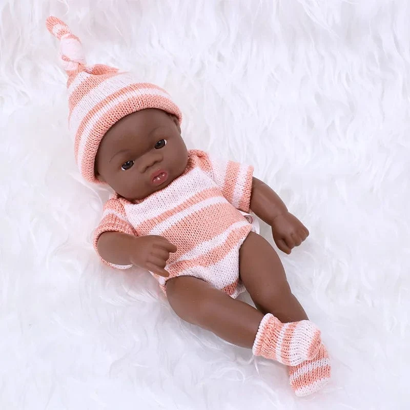 Schwarze Reborn-Puppen, afrikanische Reborn-Baby-Puppe, 20 cm, Puppen, Baby-Reborn-Baby-Puppe, Spielzeug, weicher Touch, hochwertige Puppe für Kinderspielzeug