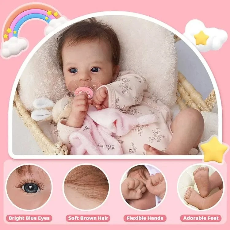 17-18 Zoll fertige Reborn-Puppen Felicia Silikon-Vinyl oder Stoffpuppe Lebensechte entzückende neugeborene Mädchen Bestes Weihnachtsgeschenk für Kinder