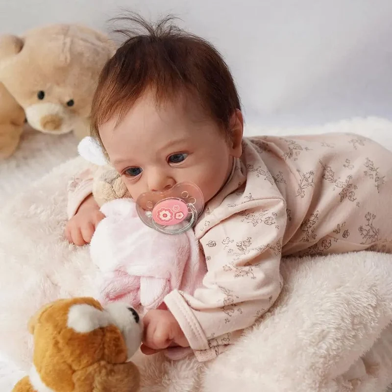 17-18 Zoll fertige Reborn-Puppen Felicia Silikon-Vinyl oder Stoffpuppe Lebensechte entzückende neugeborene Mädchen Bestes Weihnachtsgeschenk für Kinder