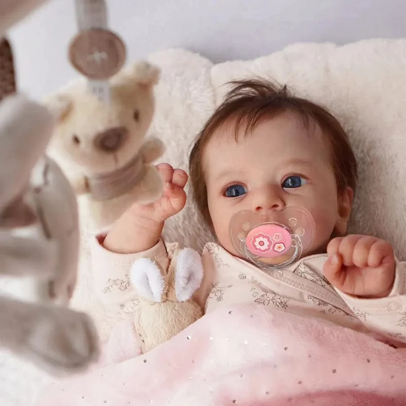 17-18 Zoll fertige Reborn-Puppen Felicia Silikon-Vinyl oder Stoffpuppe Lebensechte entzückende neugeborene Mädchen Bestes Weihnachtsgeschenk für Kinder