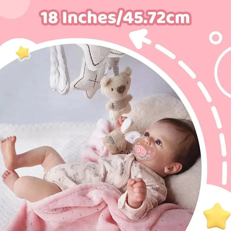 17-18 Zoll fertige Reborn-Puppen Felicia Silikon-Vinyl oder Stoffpuppe Lebensechte entzückende neugeborene Mädchen Bestes Weihnachtsgeschenk für Kinder