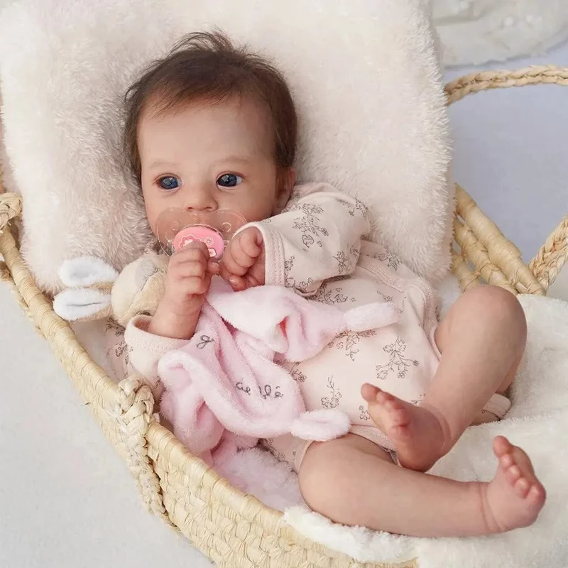 17-18 Zoll fertige Reborn-Puppen Felicia Silikon-Vinyl oder Stoffpuppe Lebensechte entzückende neugeborene Mädchen Bestes Weihnachtsgeschenk für Kinder