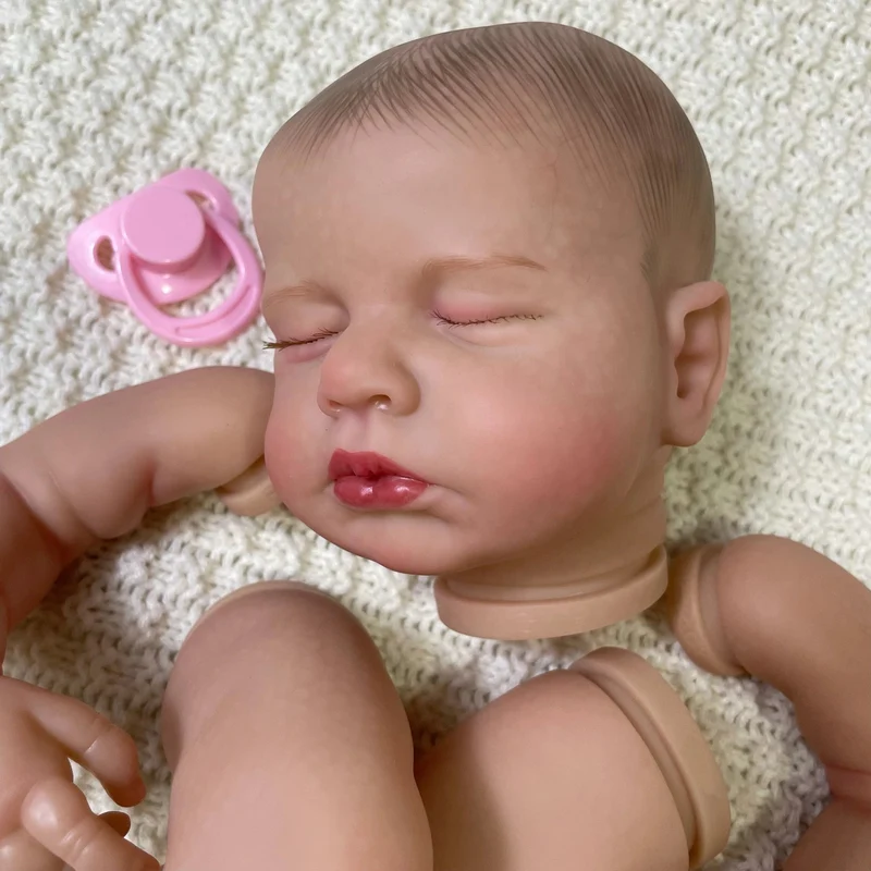 20 Zoll Reborn LouLou 3D-Hautbemalungsset mit verwurzelten Wimpern und Stoffkörper, nicht zusammengebaute Reborn-Babypuppenteile, DIY-Formen