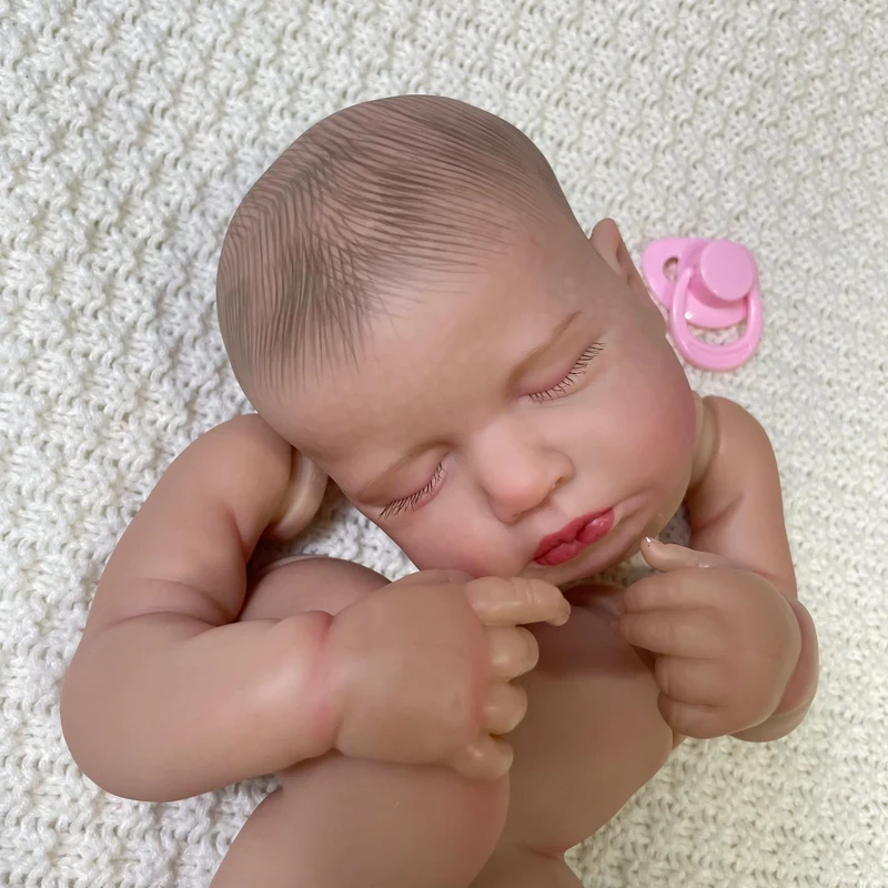 20 Zoll Reborn LouLou 3D-Hautbemalungsset mit verwurzelten Wimpern und Stoffkörper, nicht zusammengebaute Reborn-Babypuppenteile, DIY-Formen