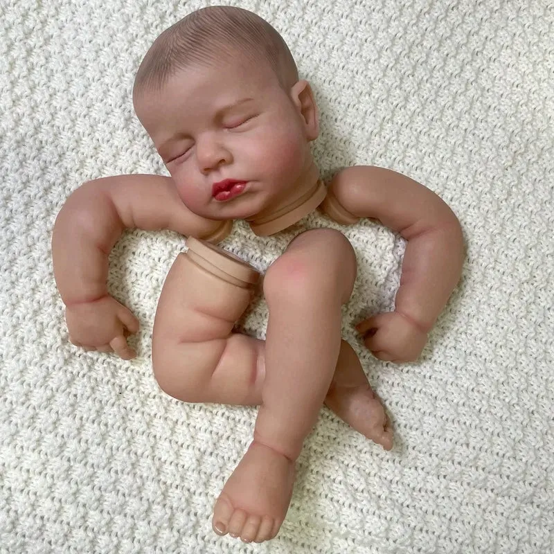 20 Zoll Reborn LouLou 3D-Hautbemalungsset mit verwurzelten Wimpern und Stoffkörper, nicht zusammengebaute Reborn-Babypuppenteile, DIY-Formen