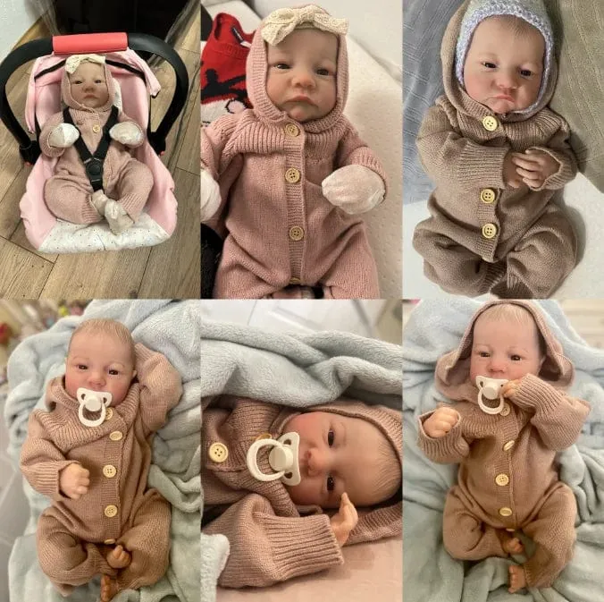 NPK 19 Zoll, bereits bemalte und fertige Reborn-Babypuppe Levi Awake, Neugeborenengröße, 3D-Haut, sichtbare Adern, Sammlerkunstpuppe