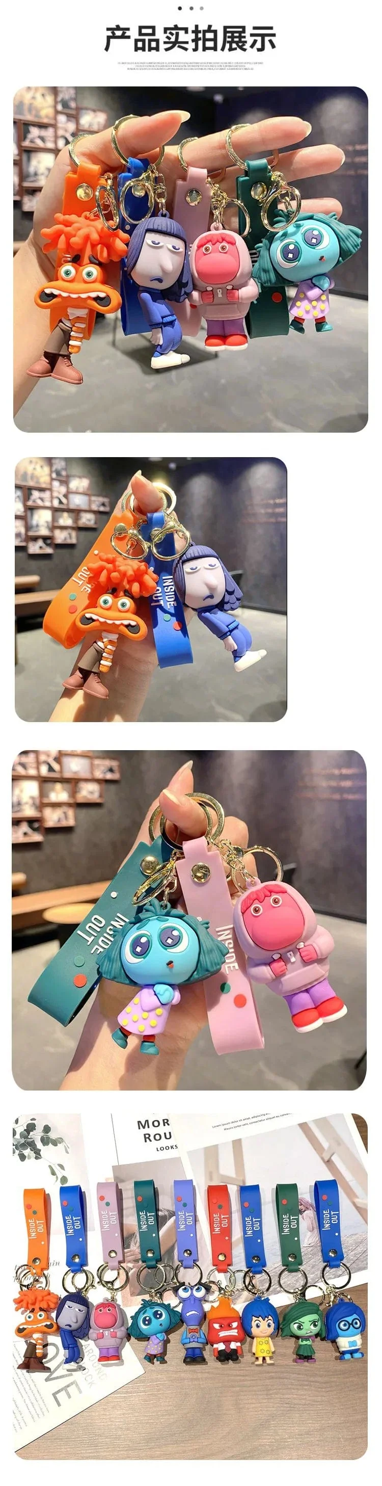 Neuer Schlüsselanhänger „Inside Out 2“ aus dem Disney-Film „Angst, Langeweile, Neid“, süße Mädchen, kreativer Taschenanhänger, Auto-Schlüsselanhänger, Spielzeug, Geschenke