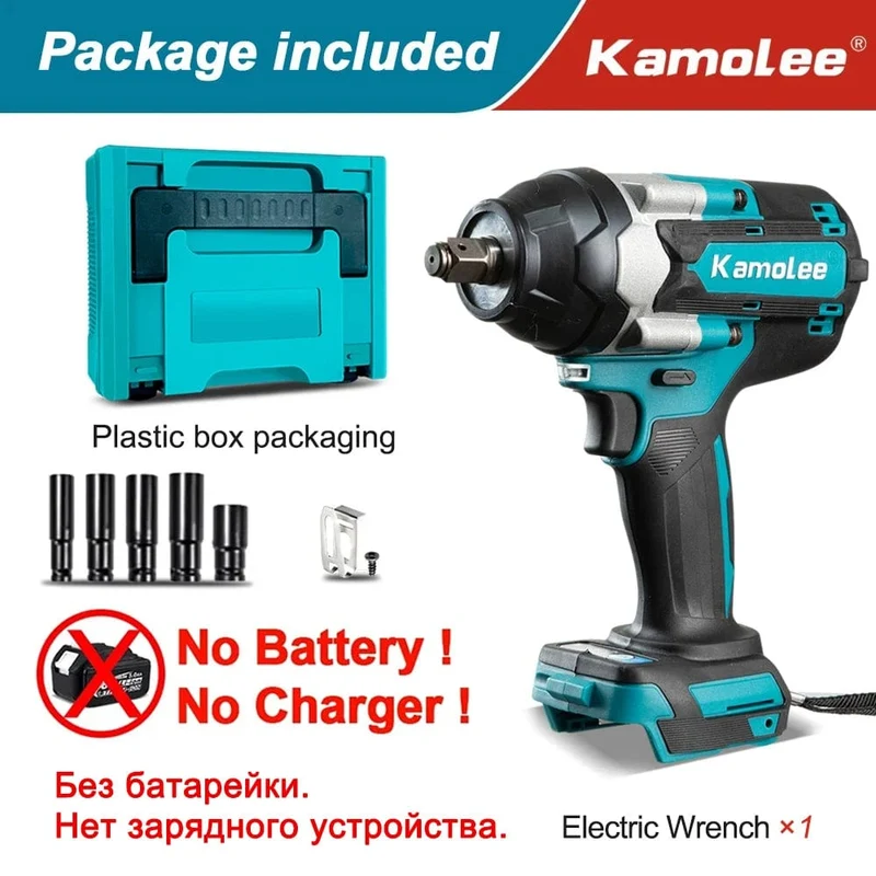 Kamolee 1800 NM Drehmoment DTW700 Bürstenloser elektrischer Schlagschrauber 1/2 Zoll Lithium-Ionen-Akku für Makita 18V Akku