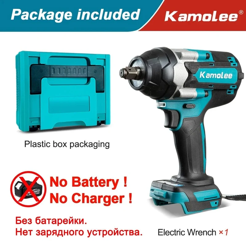 Kamolee 1800 NM Drehmoment DTW700 Bürstenloser elektrischer Schlagschrauber 1/2 Zoll Lithium-Ionen-Akku für Makita 18V Akku